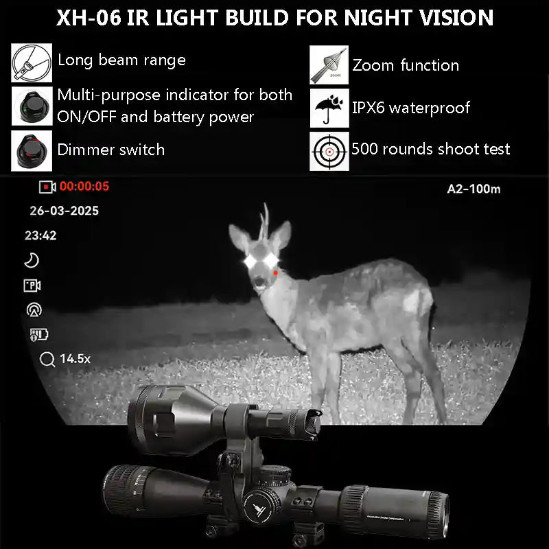 850nm 940nm infrared flashlight spale XH 06
